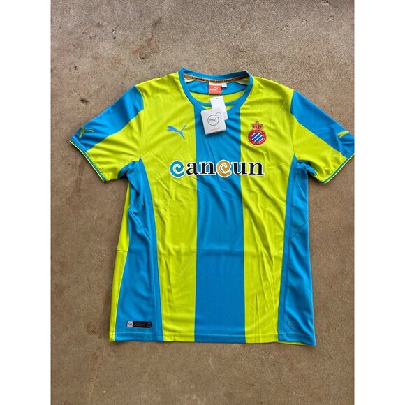 Puma RCD Espanyol Barcelona Cancun Soccer Jersey Large Yellow & Blue Polyester G - Picture 1 of 6